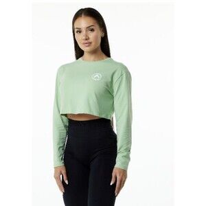 Alphalete Women’s Dynasty Long Sleeve Crop Tee - Pistachio, Size Small